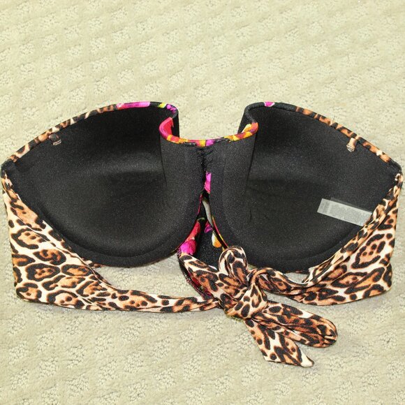 Victoria's Secret Bombshell Animal Floral Adds 2 Cups Bikini Top 36D - Picture 2 of 3